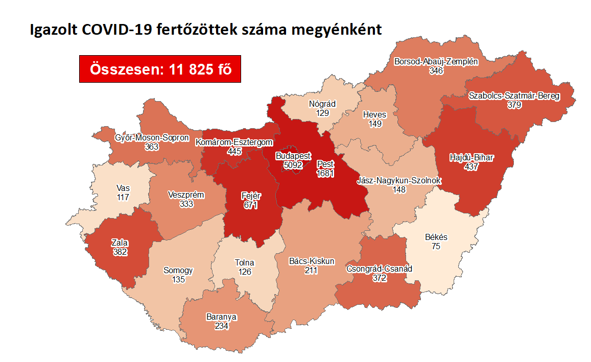 916 fővel emelkedett a fertőzöttek száma - Fejérben 41 új beteg van